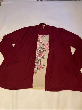 White Stag Open-Front Burgundy Cardigan
